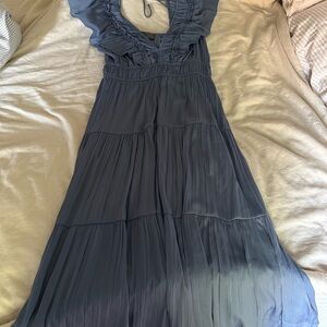 Anthropologie Slate Blue Maxi Dress